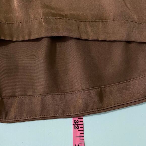 Soft Surroundings Odette Peplum Blouse Size M Brown Tunic Top Mixed Media - Picture 6 of 8